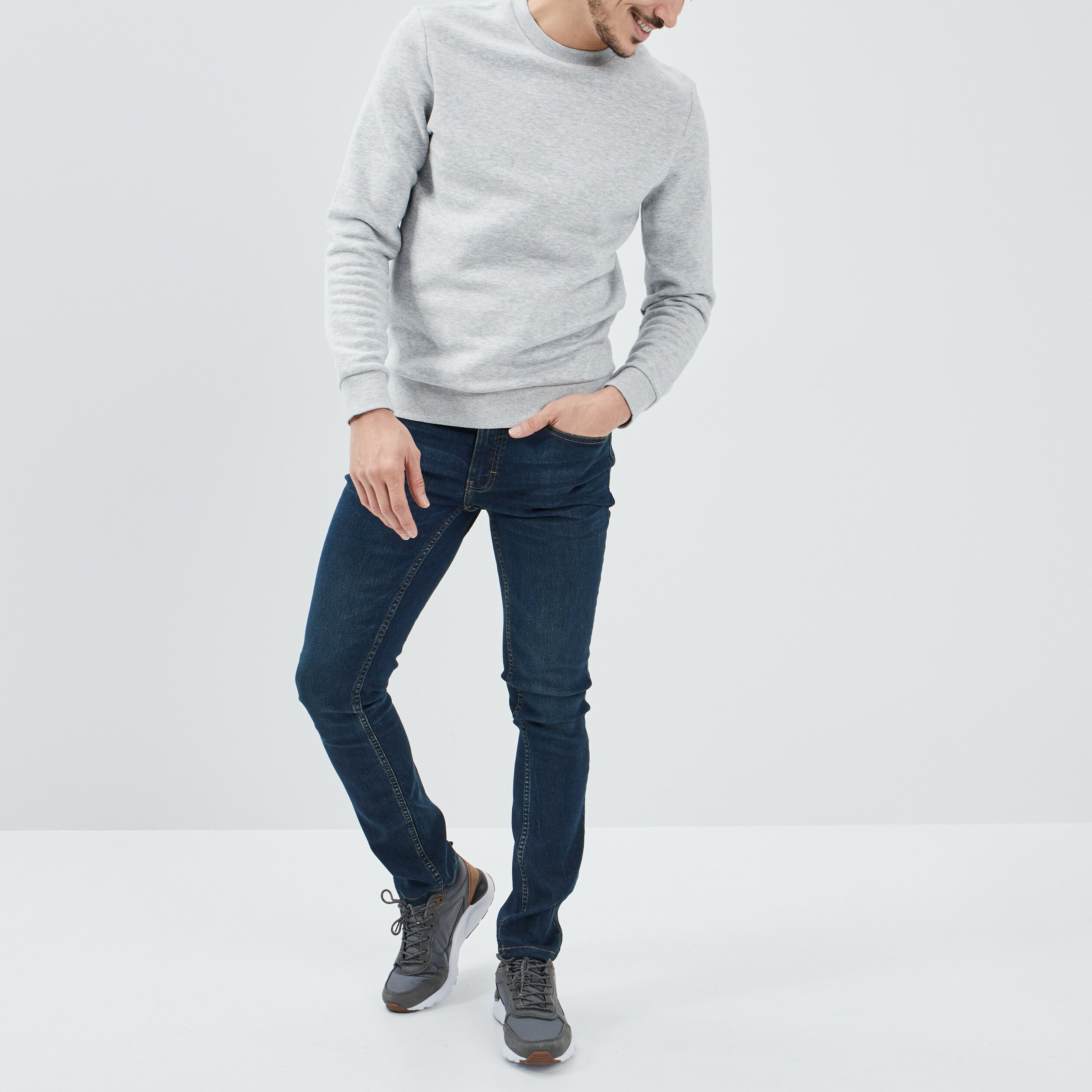 Sweat avec col rond gris clair homme | La Halle