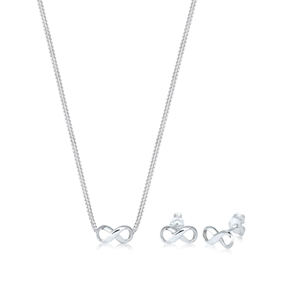 Elli Elli Ensemble de Bijoux Lot Symbole Infini Basic Collier Clous d'Oreille Femme -  Bijoux