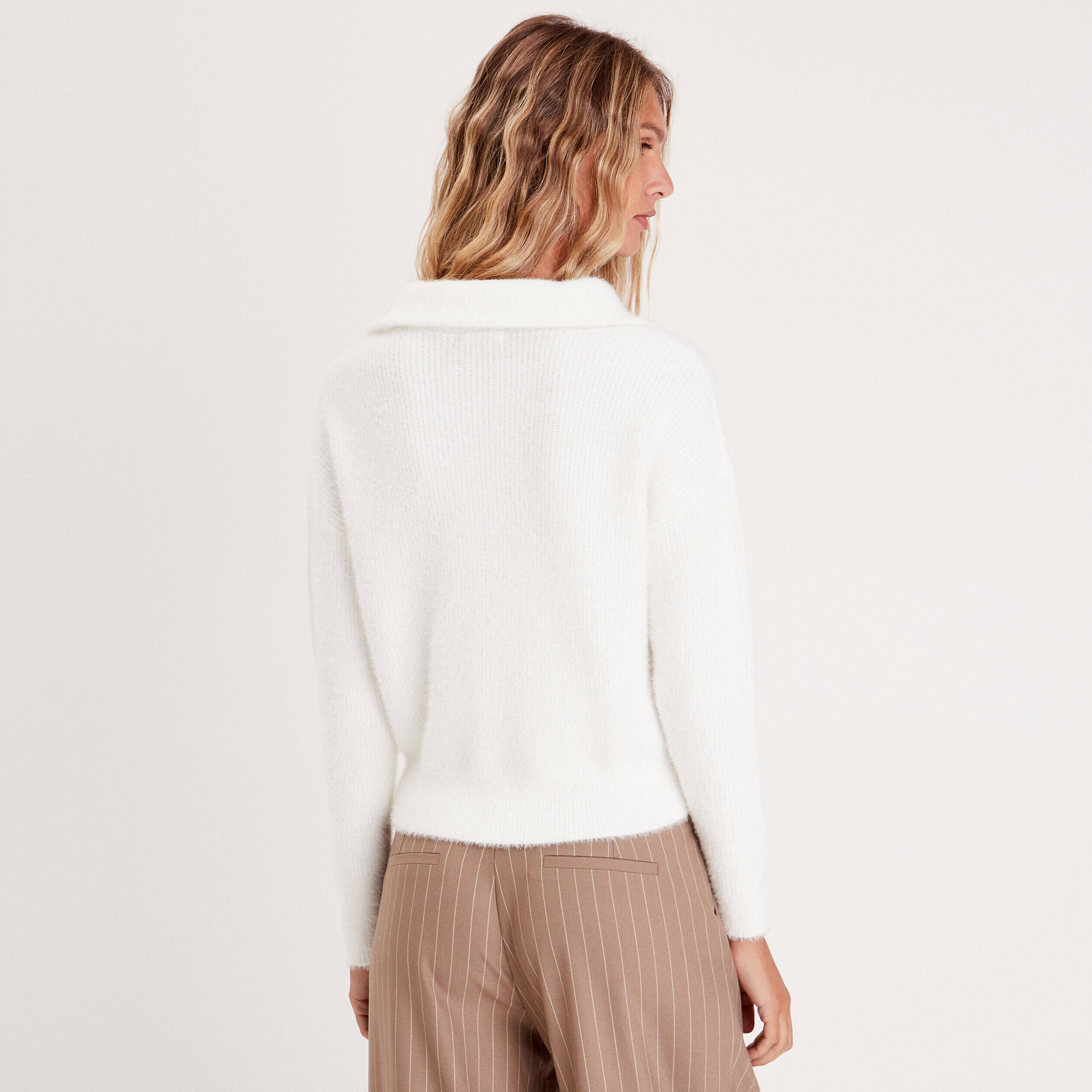 Pull col camionneur ecru femme | Cache Cache