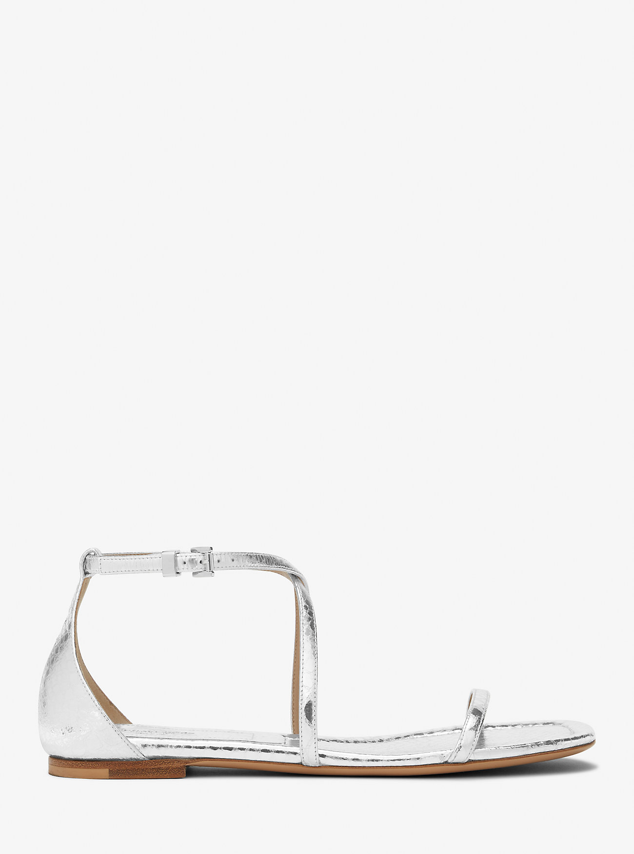 Polly Metallic Python Preget Skinnsandaler - SØLV