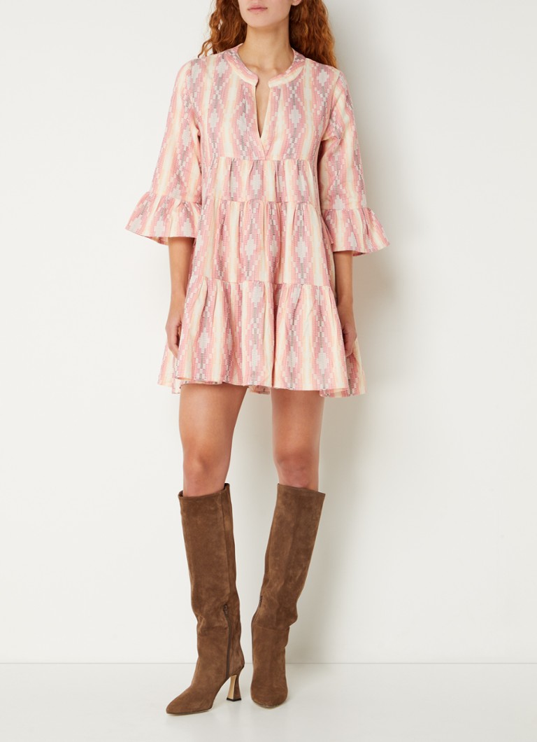Vestido túnica estampado Fifth House Aidin con mangas acampanadas
