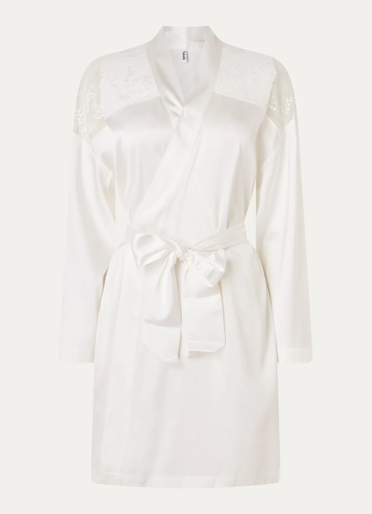 Kimono Aubade Midnight Whisper ze směsi hedvábí s krajkou