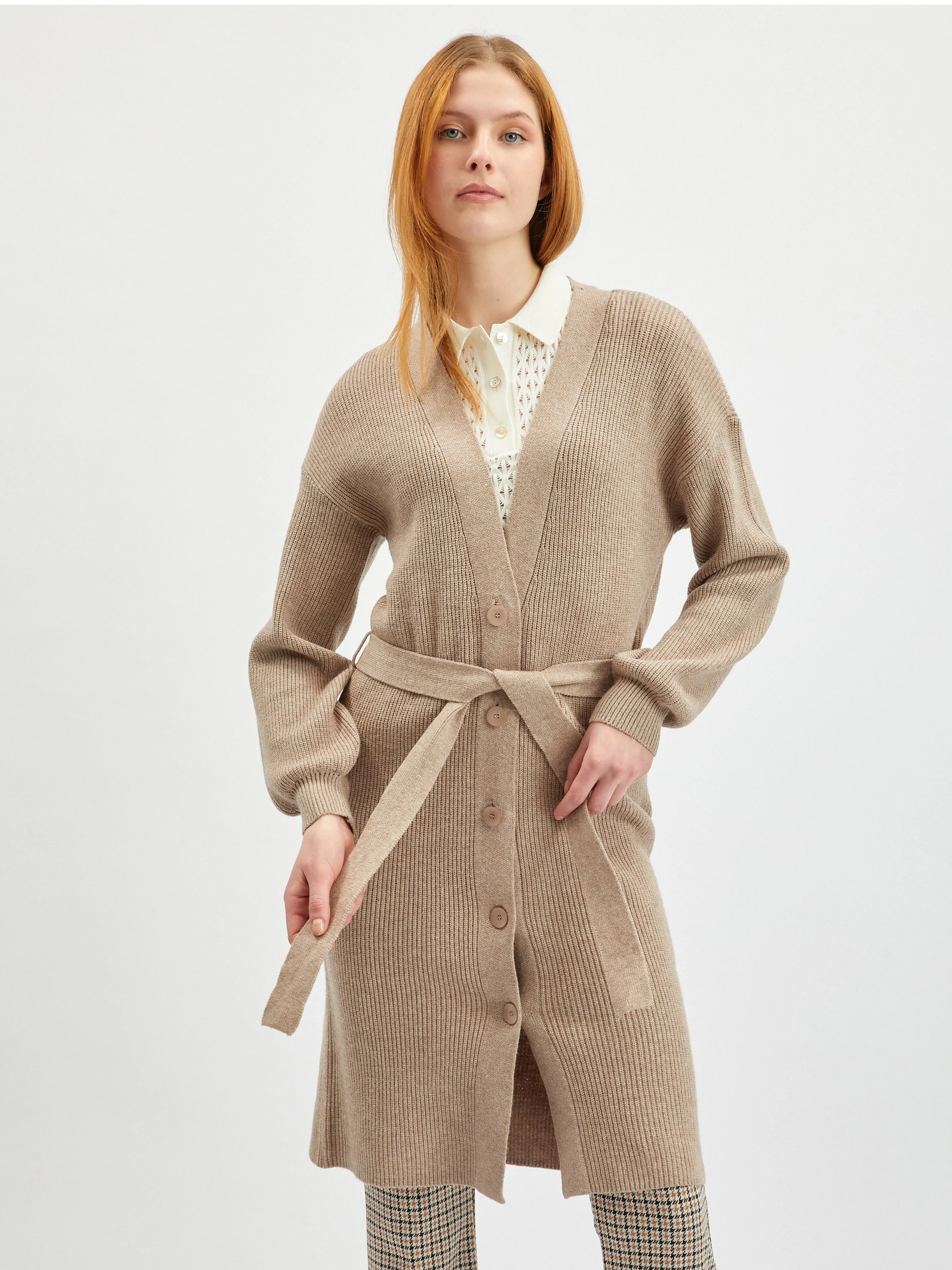 Beige Damen-Langstrickjacke ORSAY