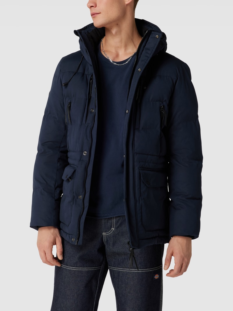 Steppjacke mit Kapuze in marineblau