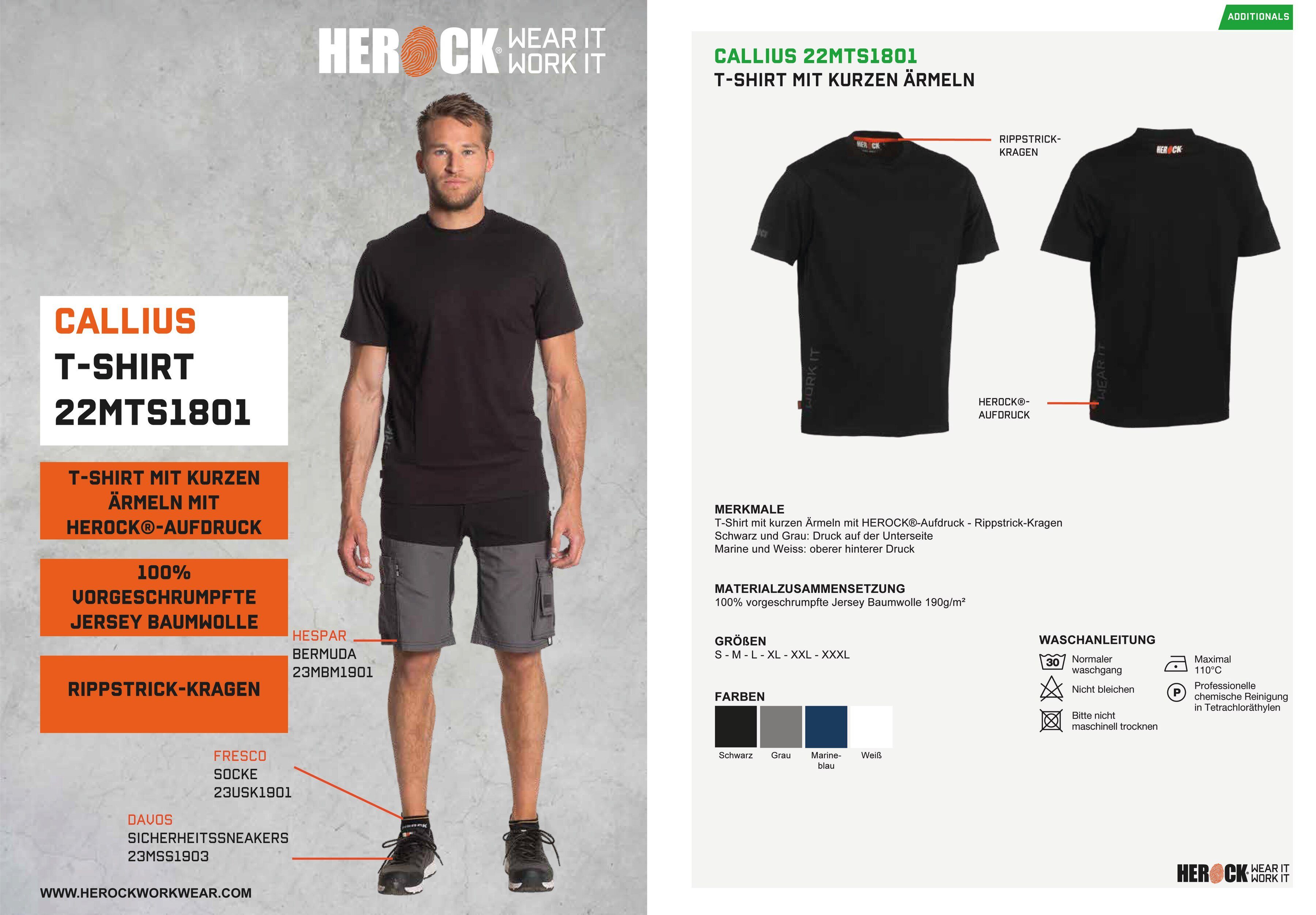 Herock T-Shirt Callius T-Shirt kurze Ärmel Rundhalsausschnitt, kurze Ärmel, Herock®-Aufdruck, Rippstrickkragen
