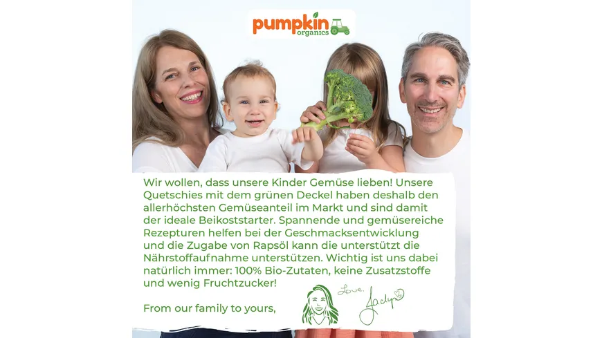 pumpkin organics Bio Quetschie Karotte, Birne, Spinat, Erbsen, Trockenpflaume 100 g