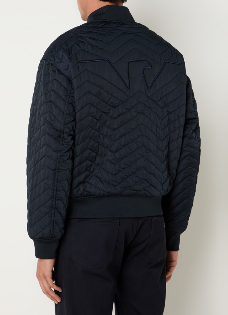 Jachetă bomber matlasată reversibilă de la Emporio Armani, cu buzunare cu fermoar.