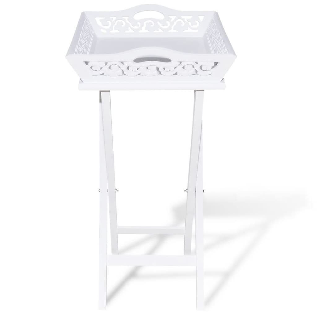 vidaXL Beistelltisch Serviertisch/Beistelltisch mit Tablett Weiß (1-St)