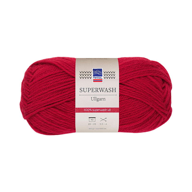Trysil Superwash ullgarn 100% ren ny ull, rød