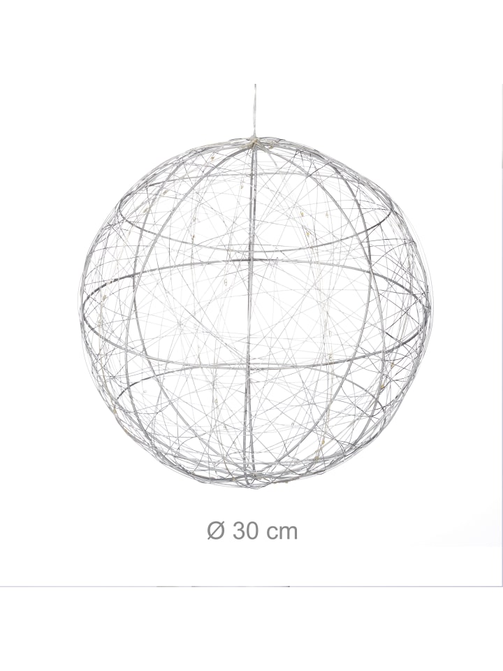 relaxdays LED Dekokugel in Silber - Ø 30 cm günstig kaufen onesize