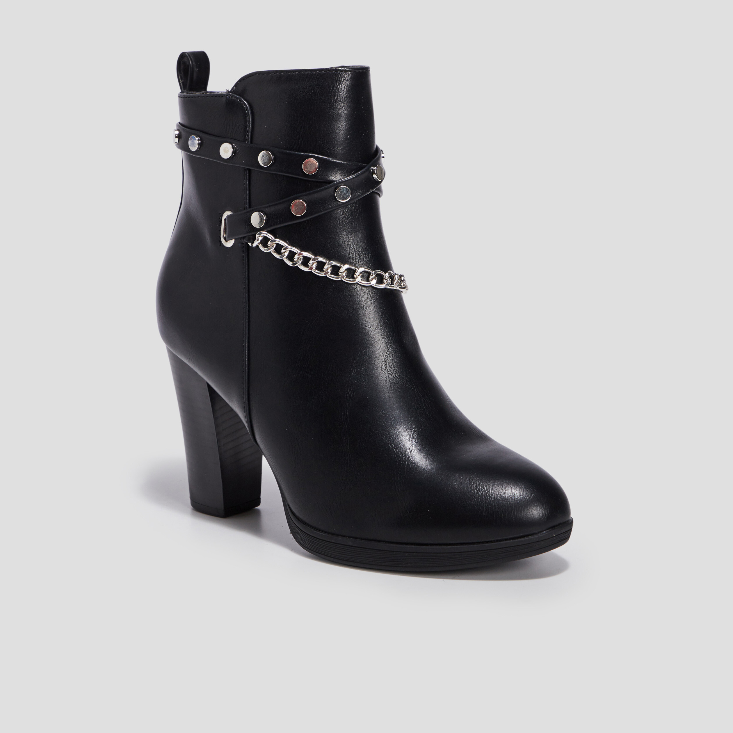 Bottines à talons avec chaînes noir femme | La Halle