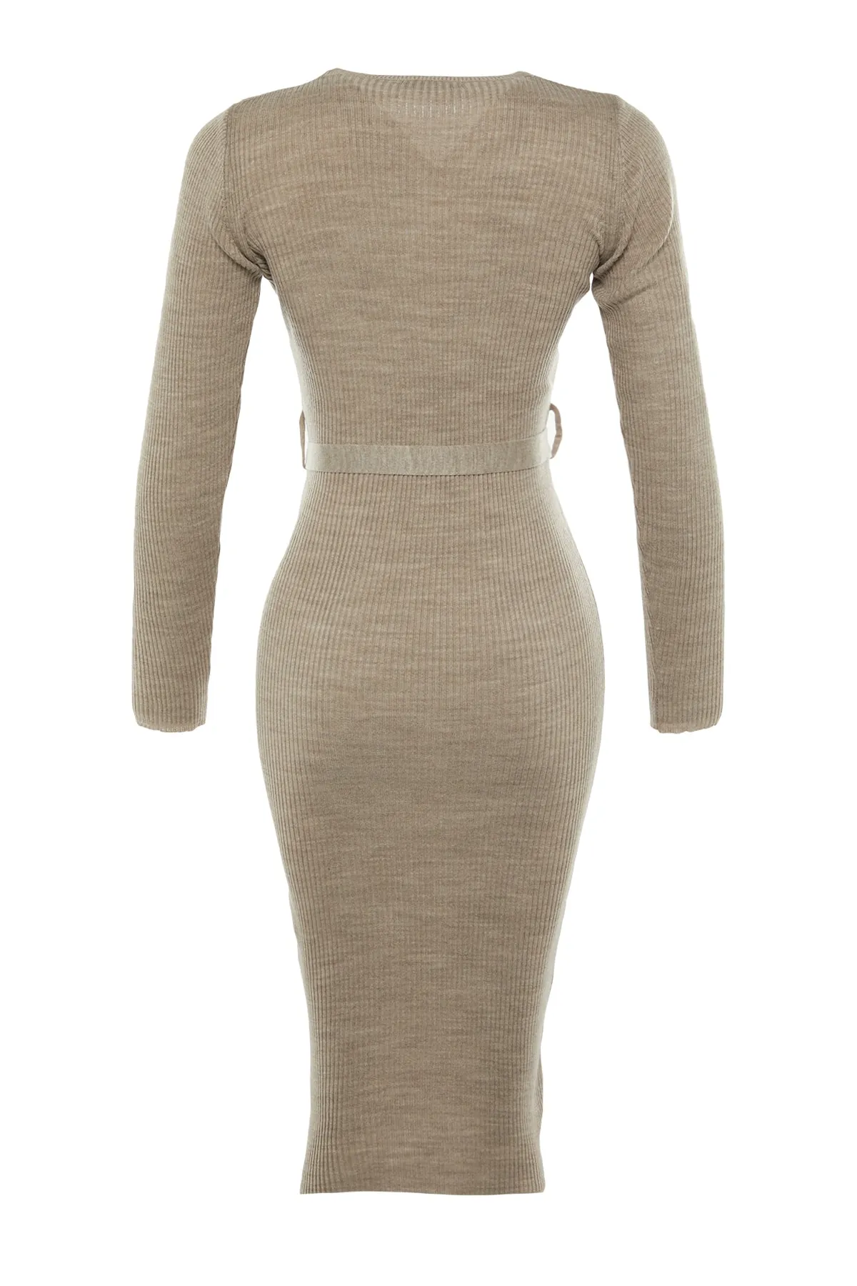 Trendyol Collection  Stone Stone Tailliertes Midi-Strickkleid mit Gürtel TWOAW22EL0009 Kleid TWOAW22EL0009