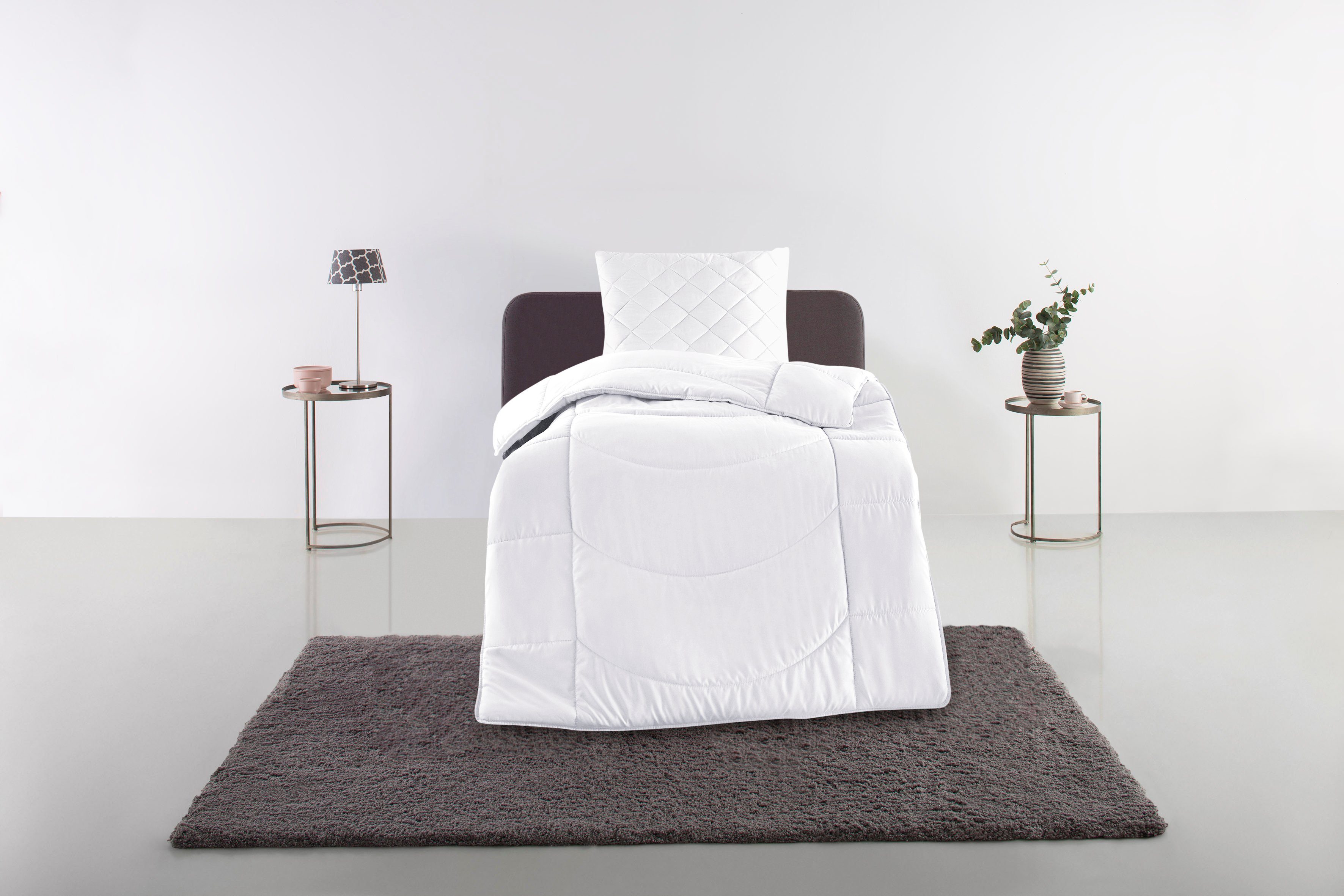 Steppbett + Kopfkissen, Microlux, in 4 Farben erhältlich, my home, Füllung: Polyester, 2-Tlg. Set in 135x200cm & Kissen 80x80 cm.