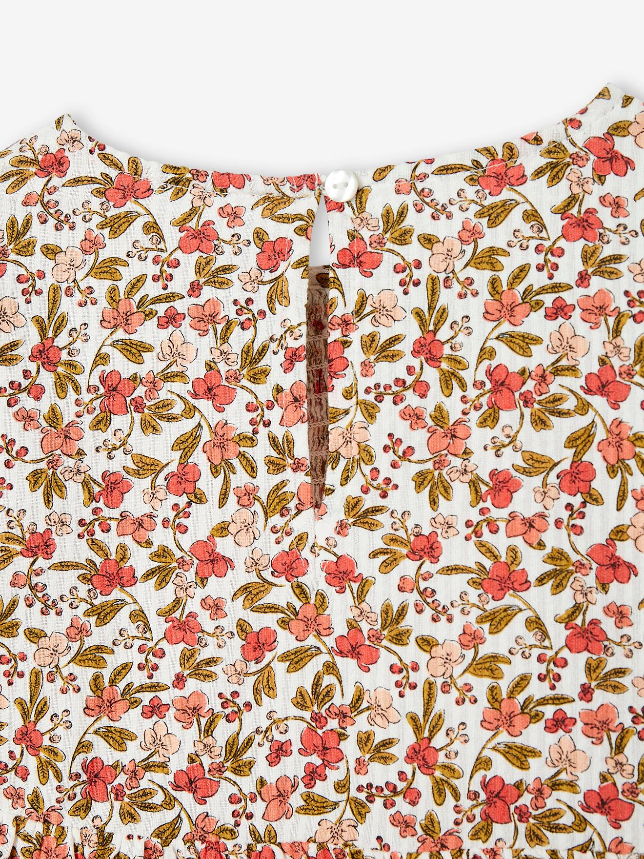 Robe à smocks fille rose nude