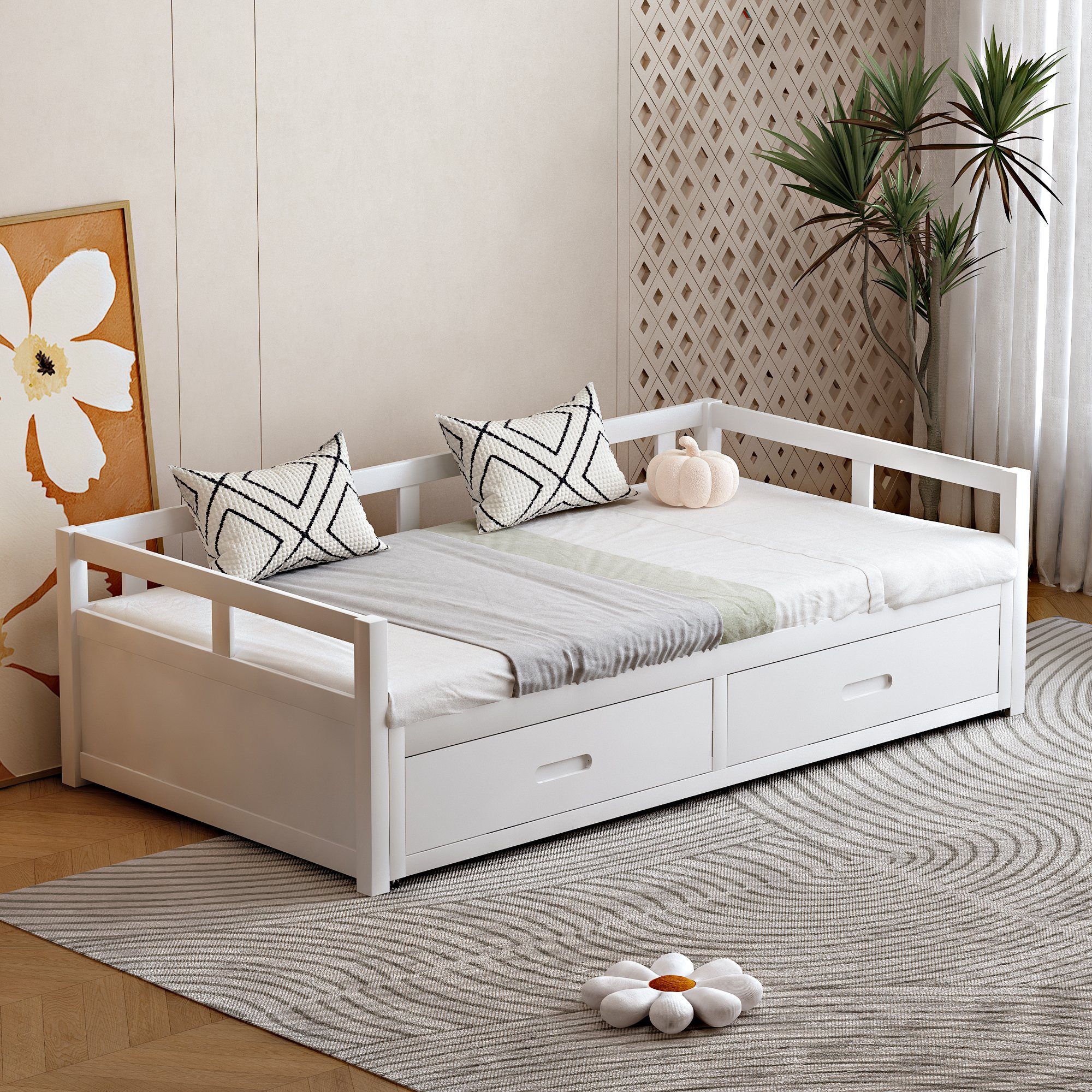 HAUSS SPLOE Schlafsofa Schlafsofa Holzbett Schiebebett Kinderbett Einzelbett Doppelbett, mit Relaxfunktion, Kiefernbett mit Stauraum