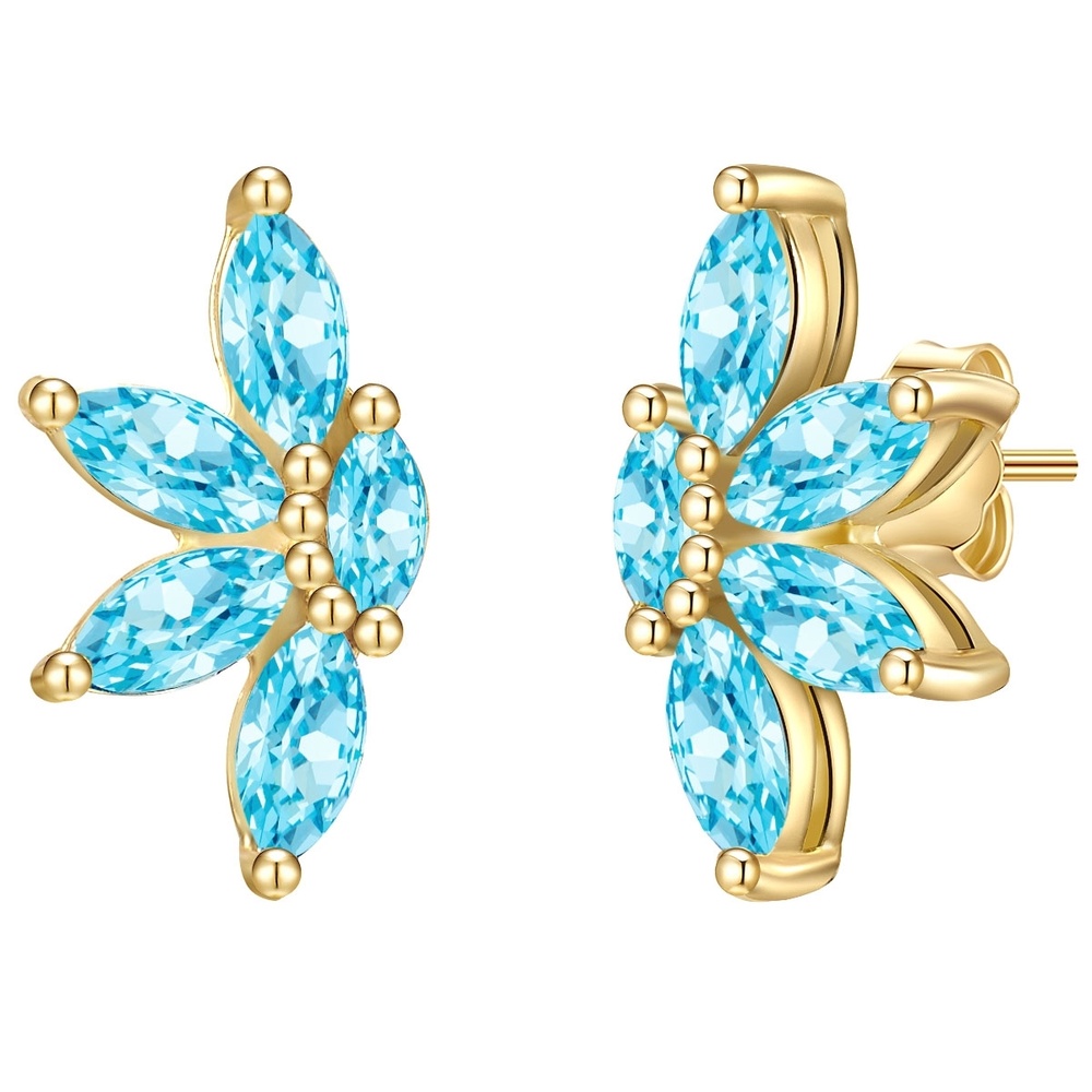 Glanzstücke München Puces d'oreilles en argent Fleur Argent sterling Oxyde de zirconium (CZ) en Or ja Boucles d'oreilles