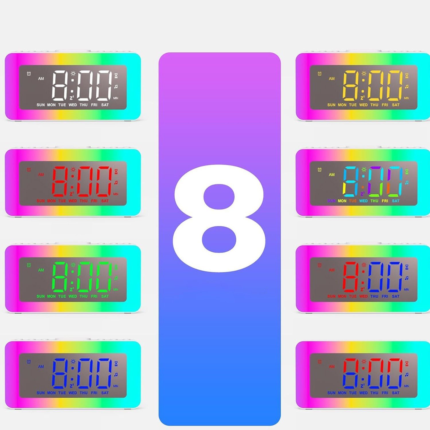 Bedee Wecker Wecker digital mit 2 Wecker Laut für Tiefschläfer mit Licht,Timer Nachttischwecker mit Großer LED Anzeige,dimmbare Helligkeit