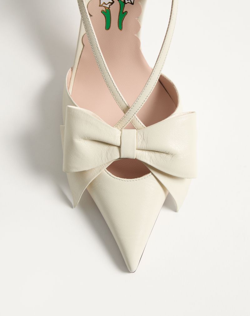 Sapatos de salto Bowow Slingback em couro de cabra de 85 mm