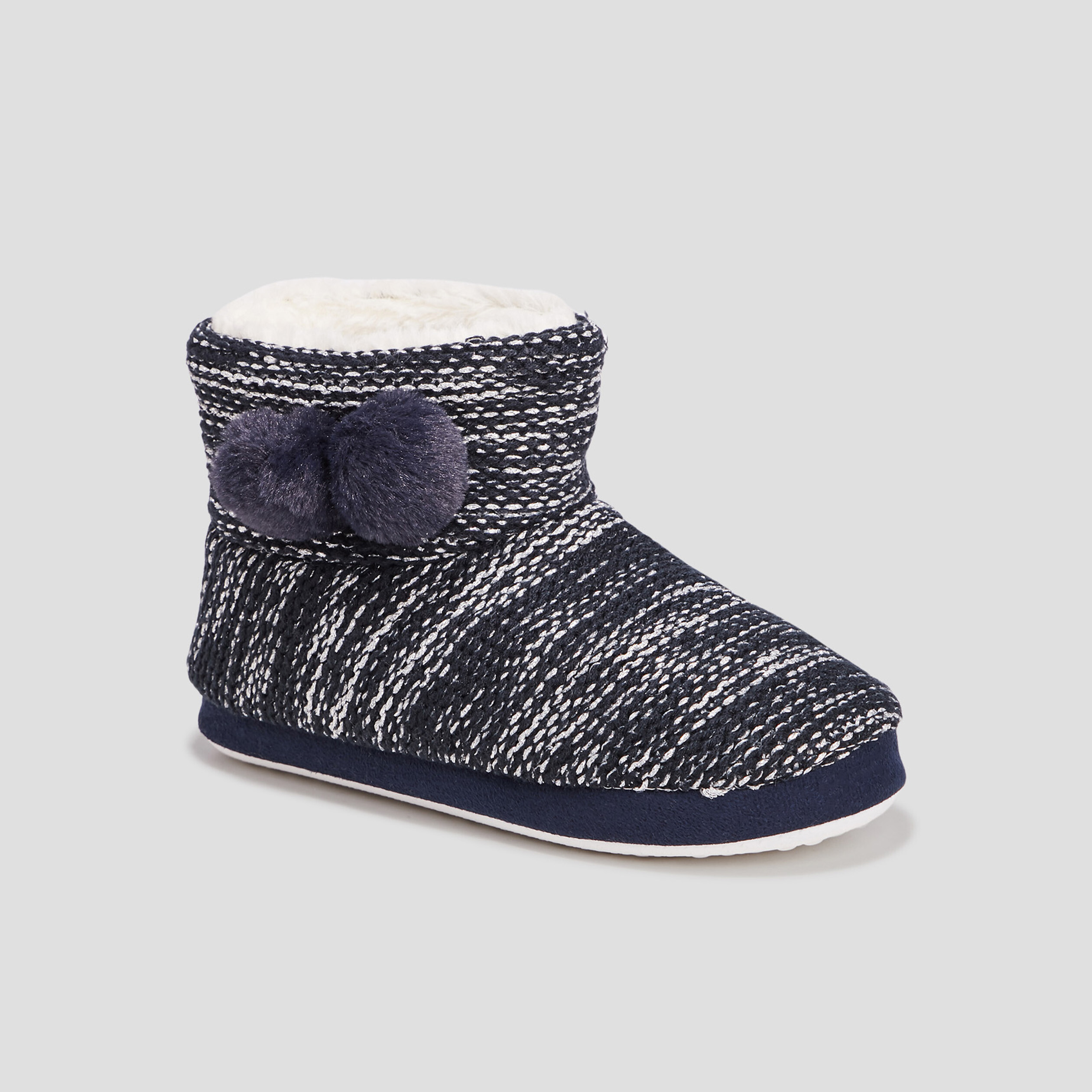Chaussons bottines fourrées bleu marine femme | La Halle