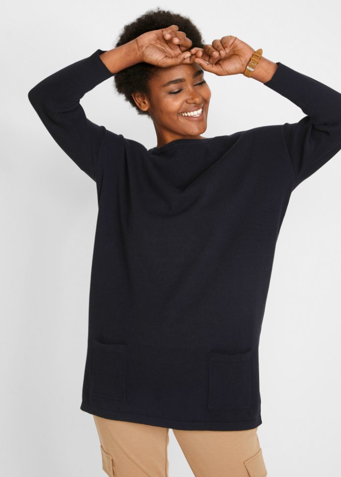 Feinstrickpullover aus Baumwollmix, 7/8 Arm