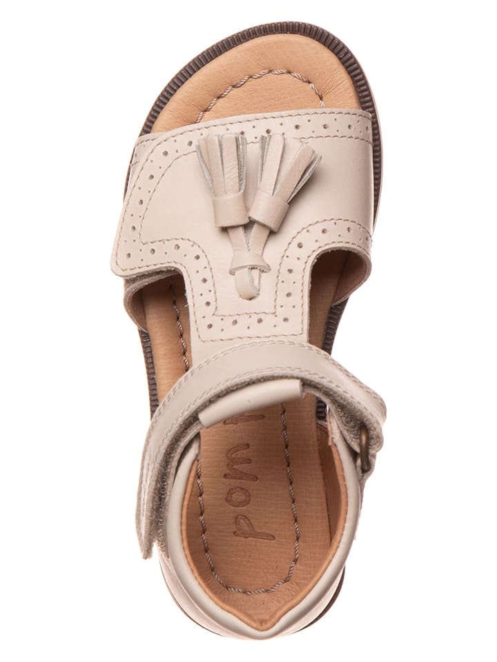 POM POM Leder-Sandalen in Beige günstig kaufen