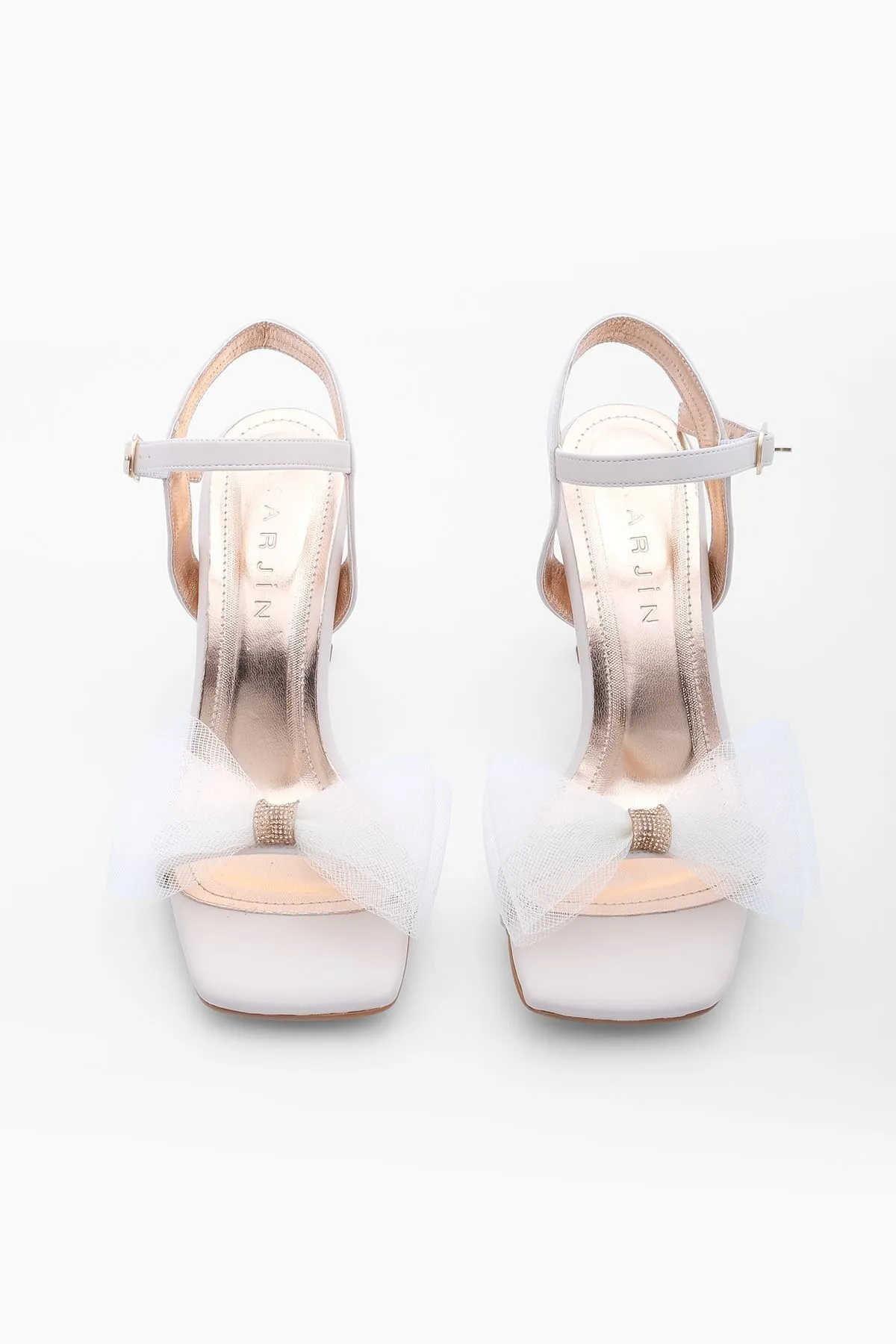 Marjin  Damen-Abendkleid mit stumpfer Zehenpartie und Absatzschuhen in Forge Beige