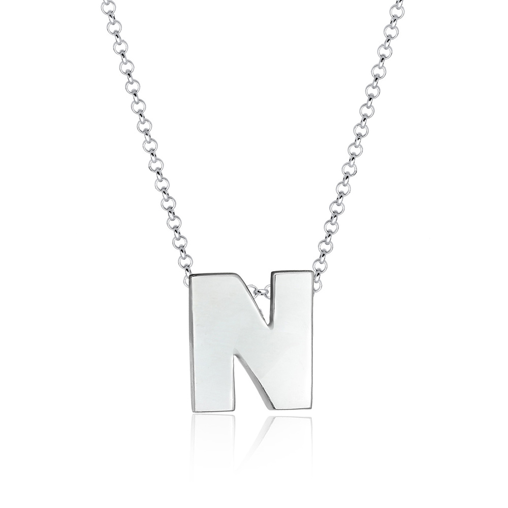 Elli Elli Collier Femme Lettre N Initiales Minimal 925 en Argent Sterling Bijoux