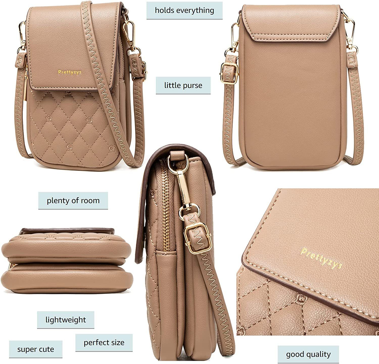 Directin Umhängetasche Umhängetasche Damen, Handy-Umhängetasche, Minibag, Crossbody (Passend für 6,9-Zoll-Handys, Stickerei Handytasche mit Geldbörse zum Umhängen), mit Verstellbar Abnehmbar Schultergurt