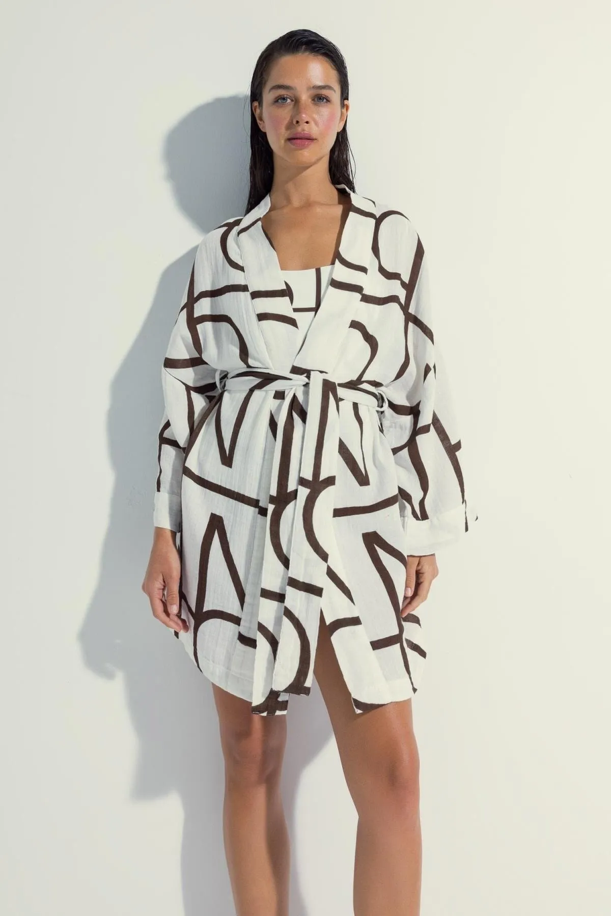 DeFacto  Nefes Istanbul X Gemusterter Strand-Kimono aus 100 % Baumwolle A4149ax23hs