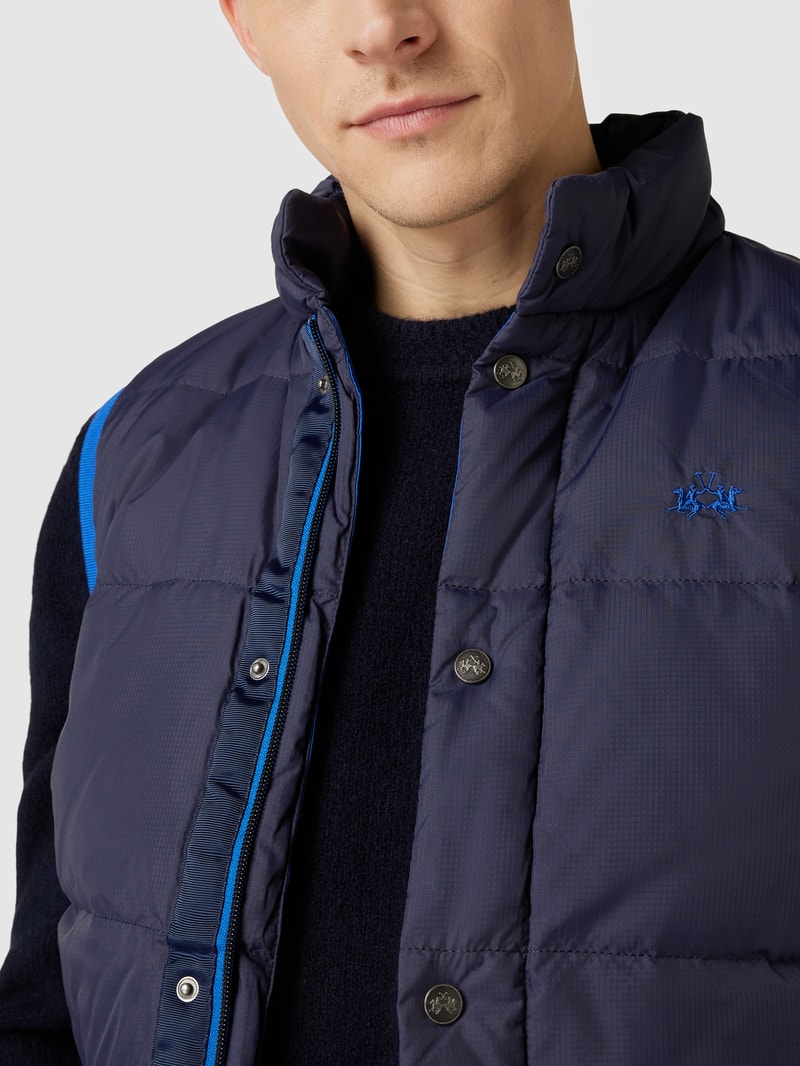 Daunenweste mit Label-Stitching in marineblau
