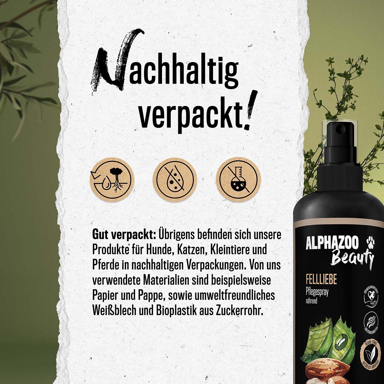 ALPHAZOO Fellpflege ALPHAZOO Fellliebe Pflegespray für Hunde, Katzen, Haus- & Hoftiere 200 ml