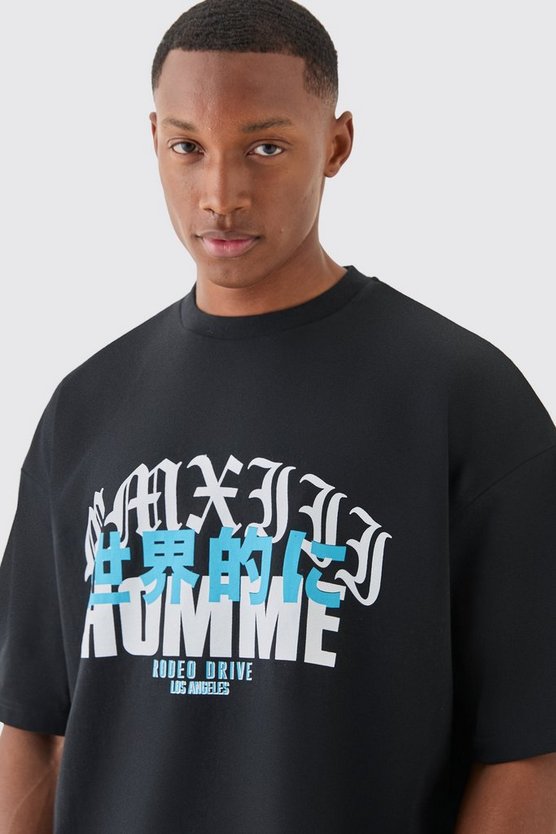 Denim T-Shirt und Shorts mit Homme Print