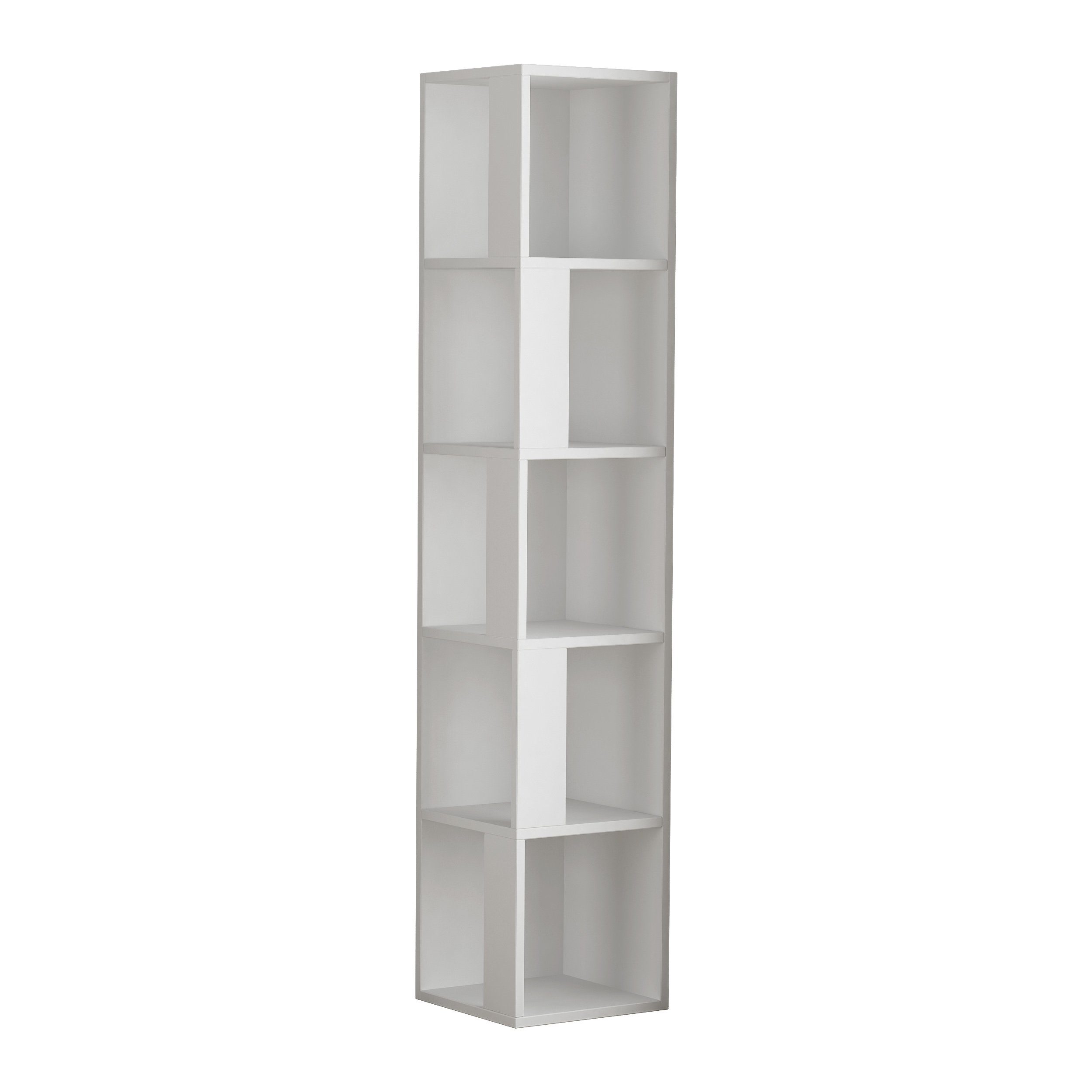 Decortie Bücherregal Piano, Modernes Eck-Bücherregal Vitrine, 31,4 x 31,4 x 158,9 cm