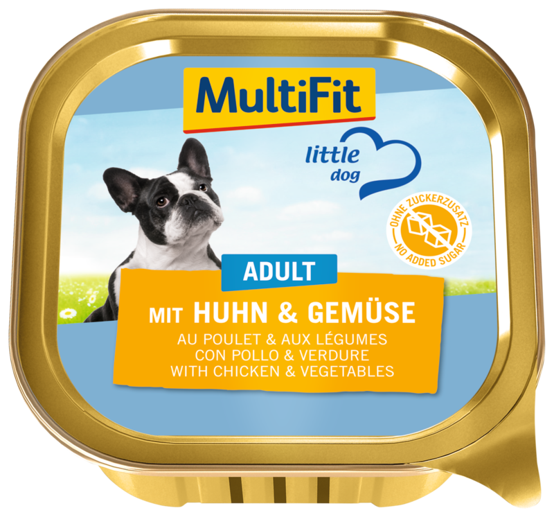 MultiFit Hundenassfutter MultiFit Adult Little Dog 11x150g mit Huhn & Gemüse