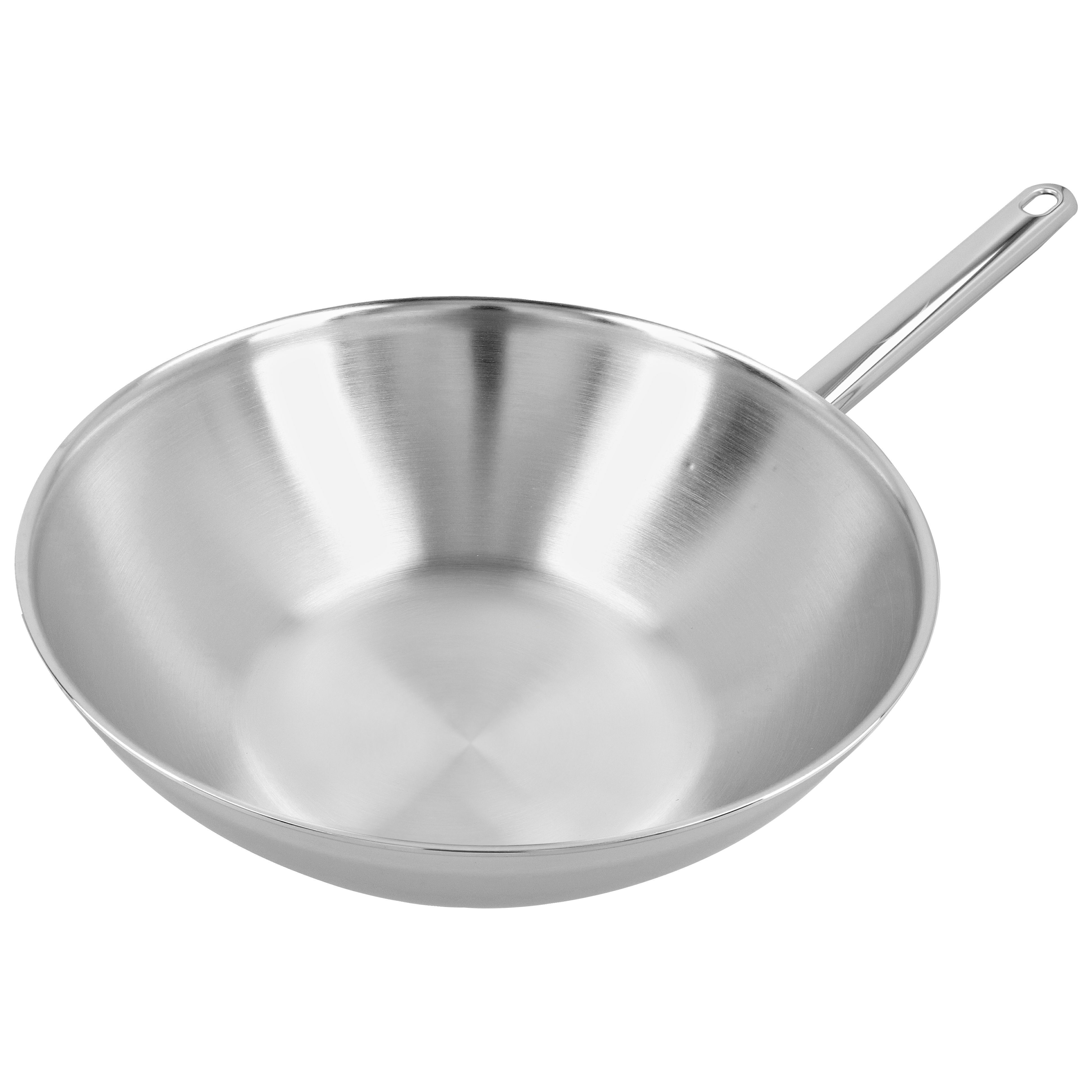 Wok flacher Boden 30 cm, 18/10 Edelstahl
