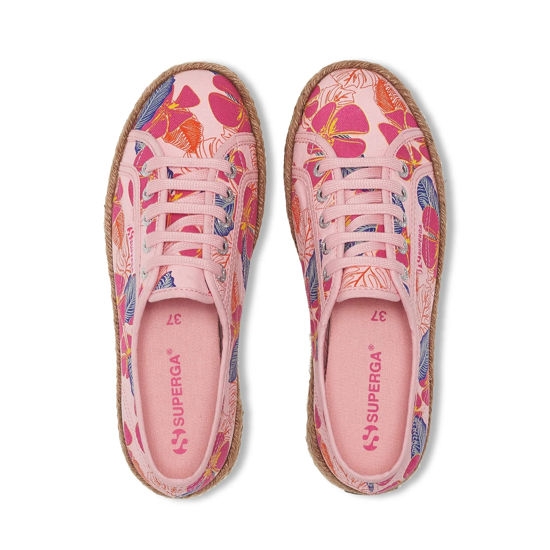 2730 ROPE HIBISCUS FLOWER PRINT-PINK-FUCHSIA HIBISCUS