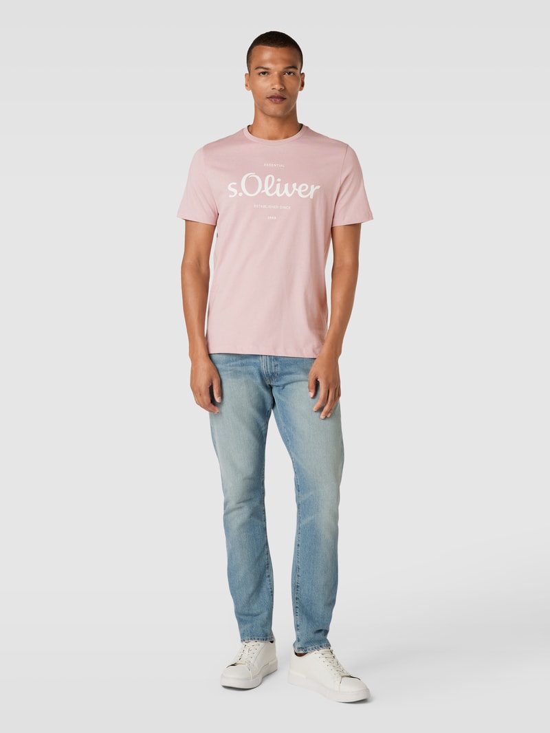 T-Shirt mit Label-Print in pink