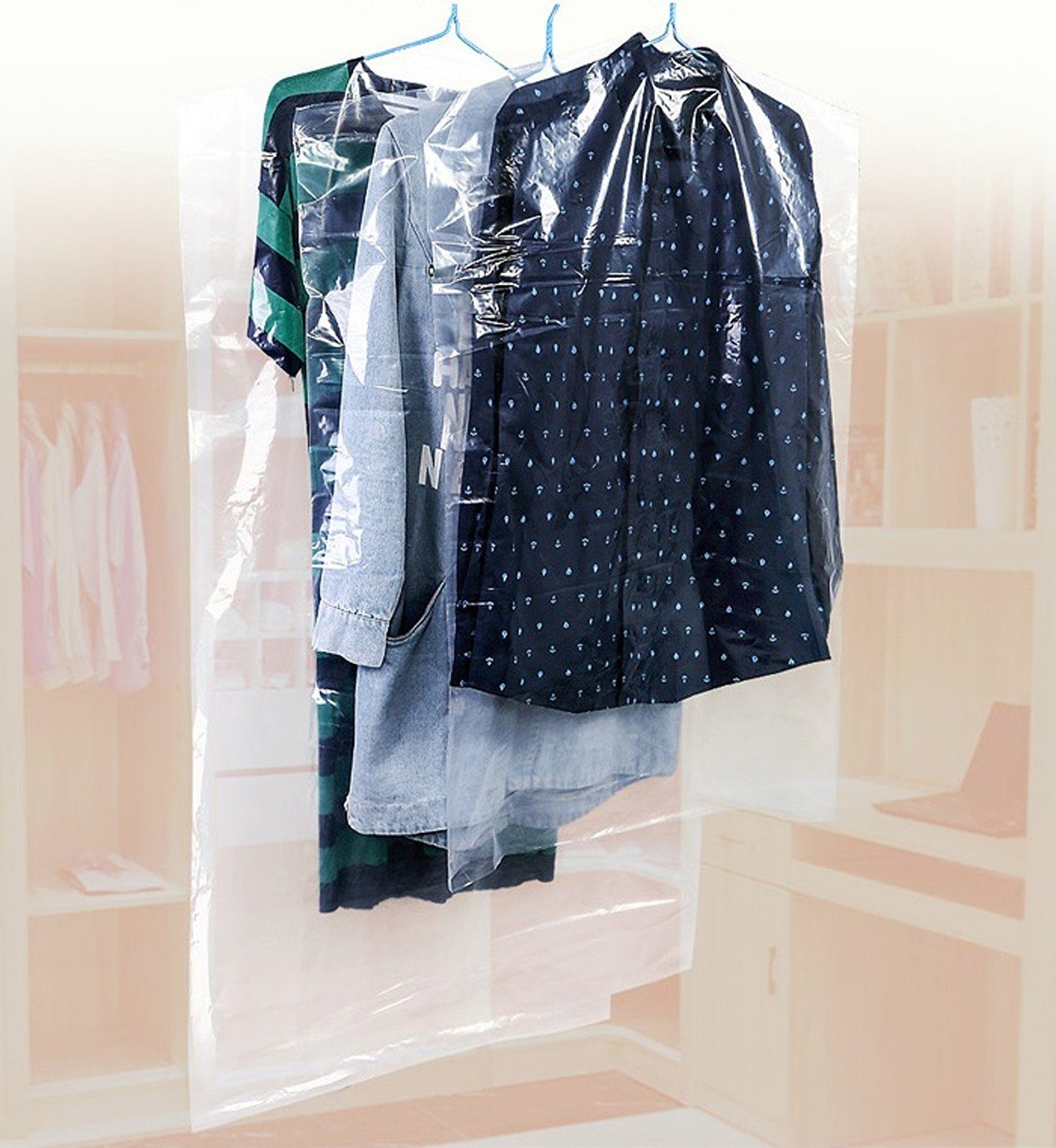 BAYLI Kleiderschutzhülle 20er Set Kleiderschutzhülle Transparent, Mantelschutz, Kleiderfolie