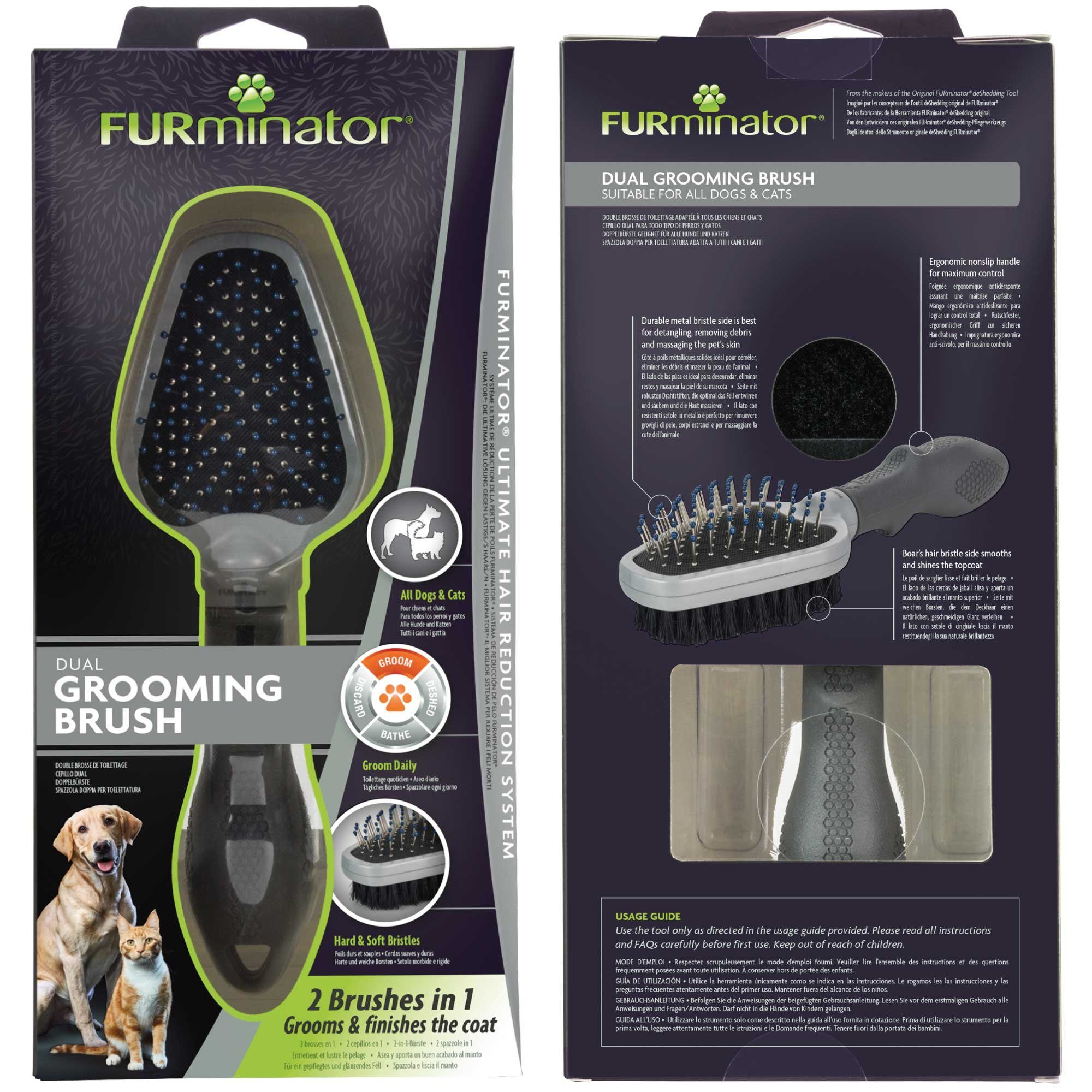 FURminator Fellbürste Furminator® Doppelbürste, 2in1 Fell- und Hautpflegebürste