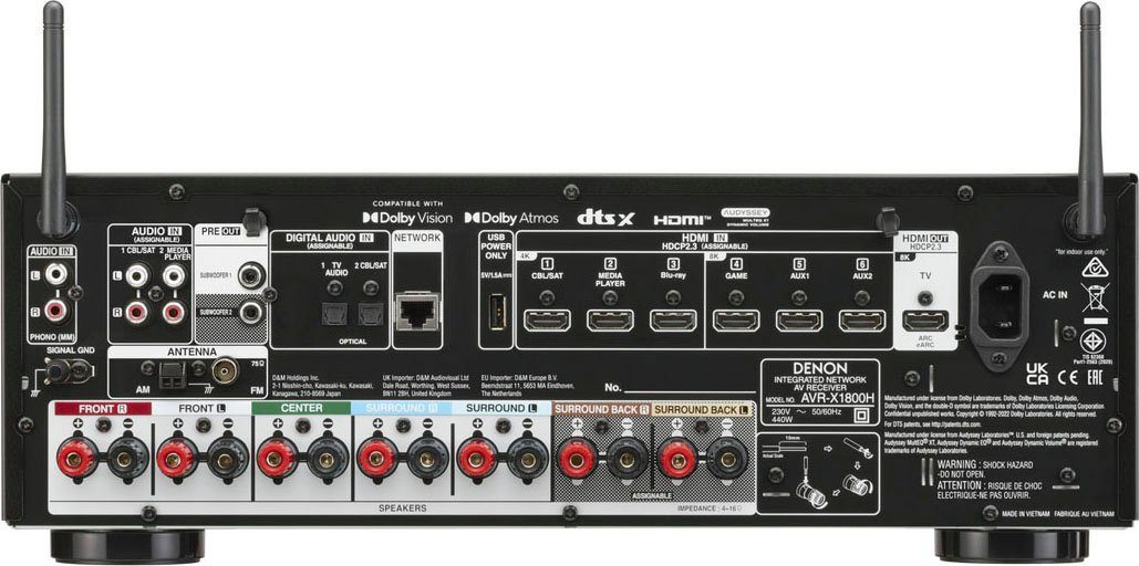 Denon AVR-X1800H 7.2 AV-Receiver (Bluetooth, LAN (Ethernet), WLAN)