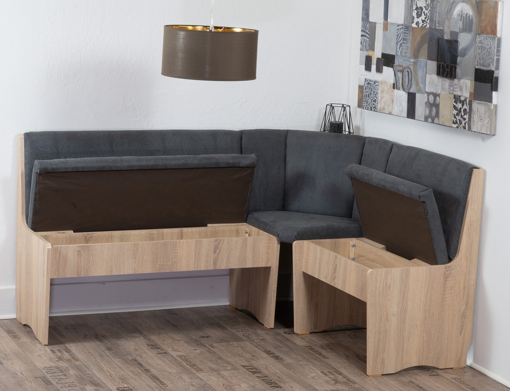 Stolebaenk Eckbankgruppe Duisburg Titanic Sonoma Ibiza FG MA+PE, (Eckbankgruppe, 1 x Eckbank, 1 x Tisch, 2 x Stuhl)