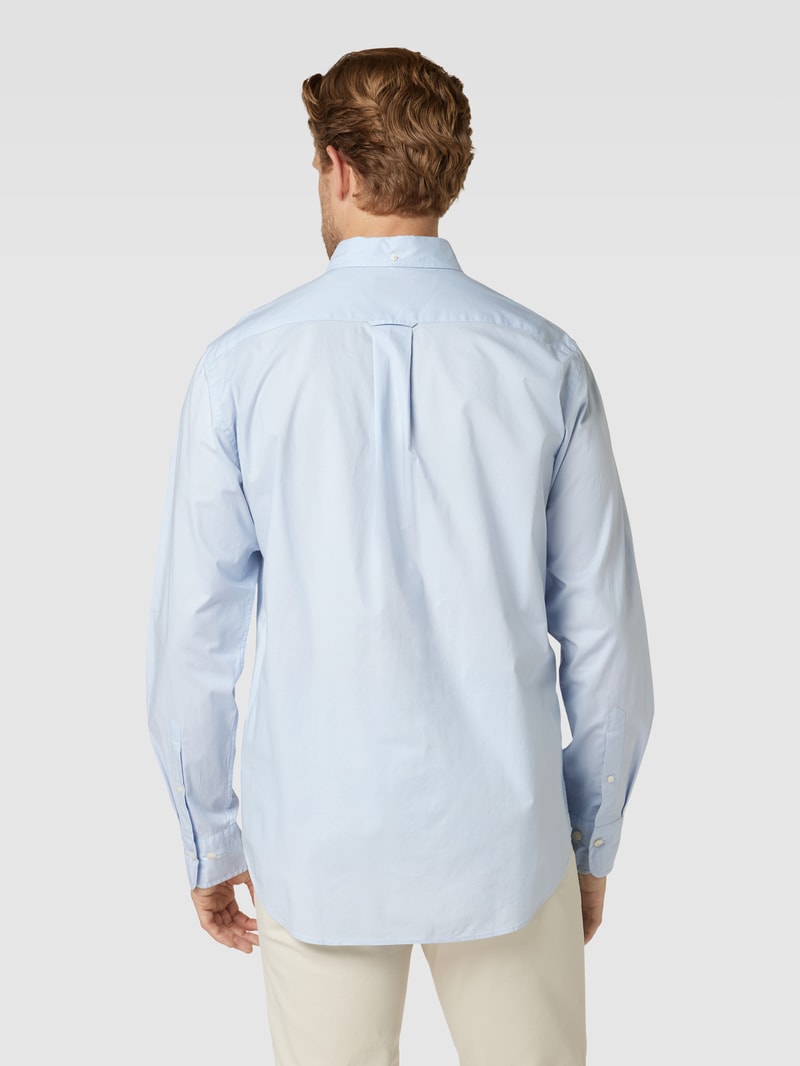 Regular Fit Freizeithemd mit Brusttasche Modell 'POPLIN' in hellblau