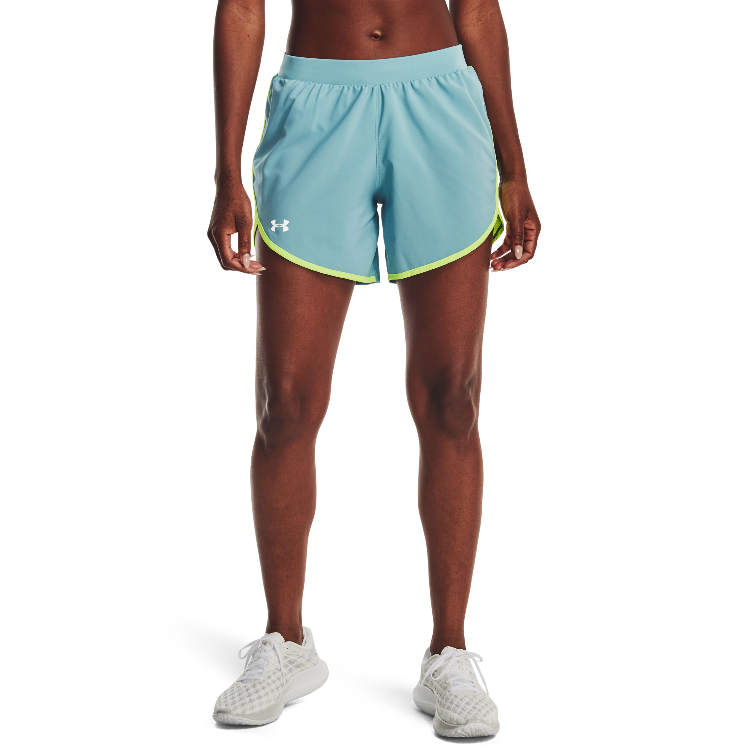 Fly By Elite 5in Shorts Damen - Hellblau, Neongelb