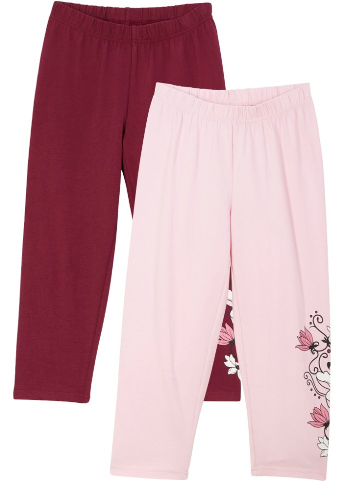 Mädchen 3/4 Leggings mit Bio-Baumwolle (2er Pack)