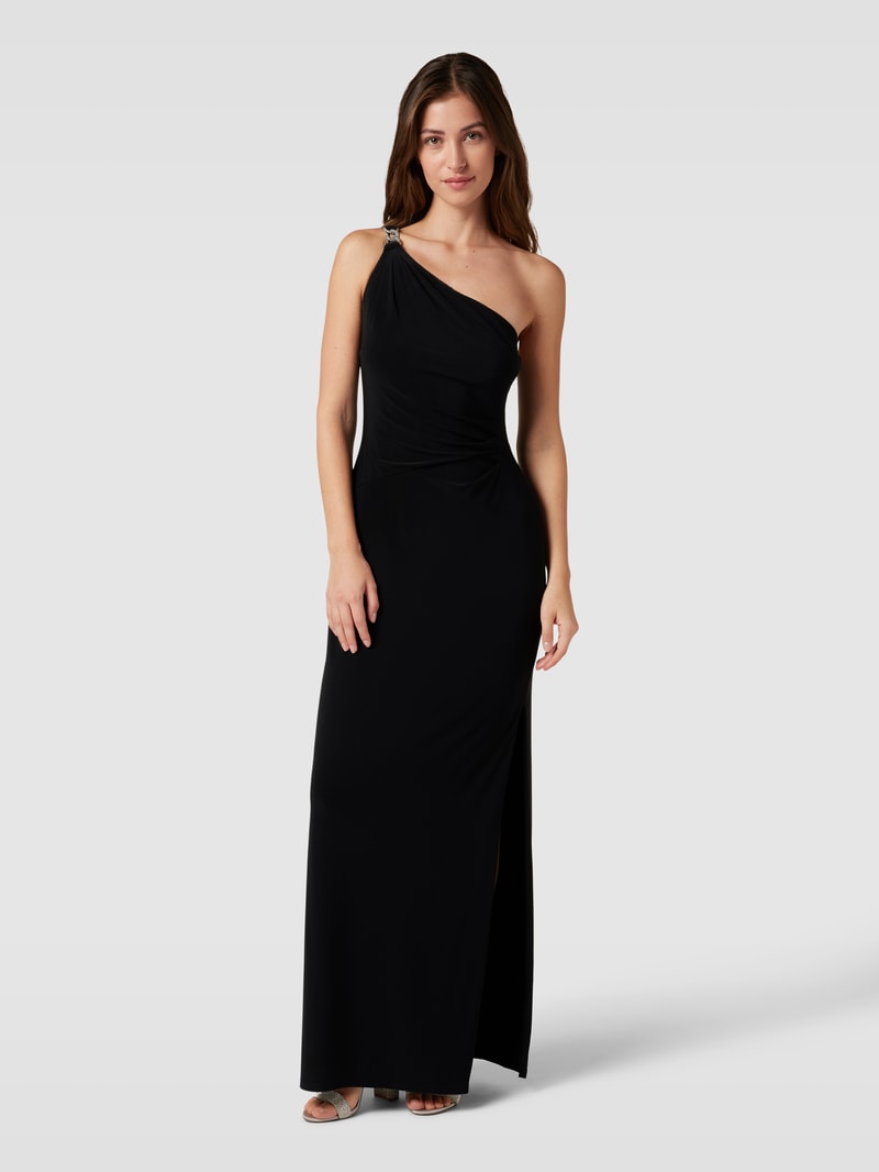 Damen Abendkleid mit Seitenschlitz Modell 'BELINA' in schwarz