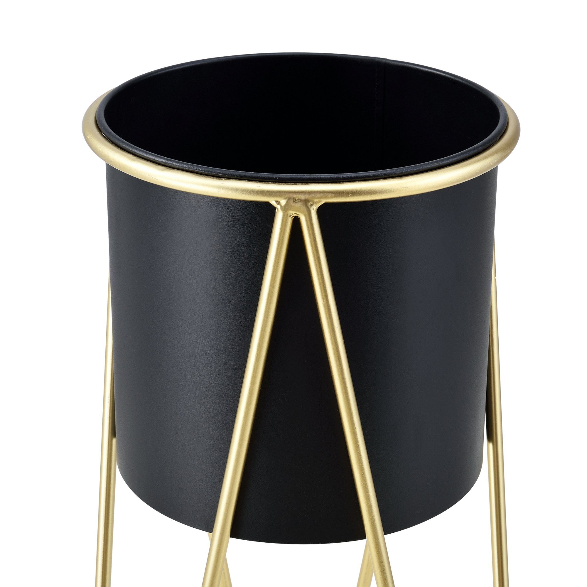 en.casa Blumenständer, Hedera 2er Set Pflanzenständer aus Metall Gold / Schwarz
