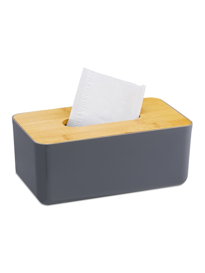 relaxdays Taschentuchbox in Grau/Natur günstig kaufen onesize