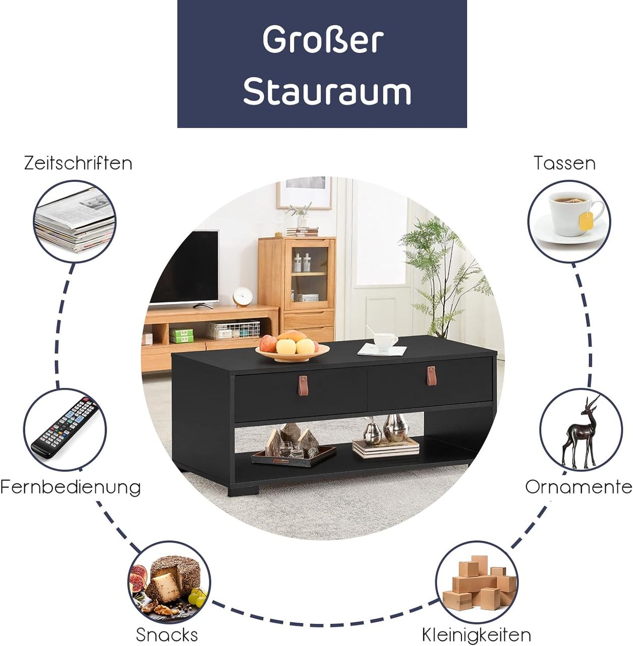 Costway Industrieller Couchtisch für Wohnzimmer