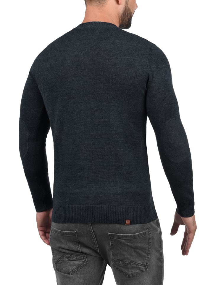 BLEND Strickpullover BHLasse 20703348ME Strickpulli mit aufgestickten Ellenbogenpatches in Blau günstig kaufen XXL
