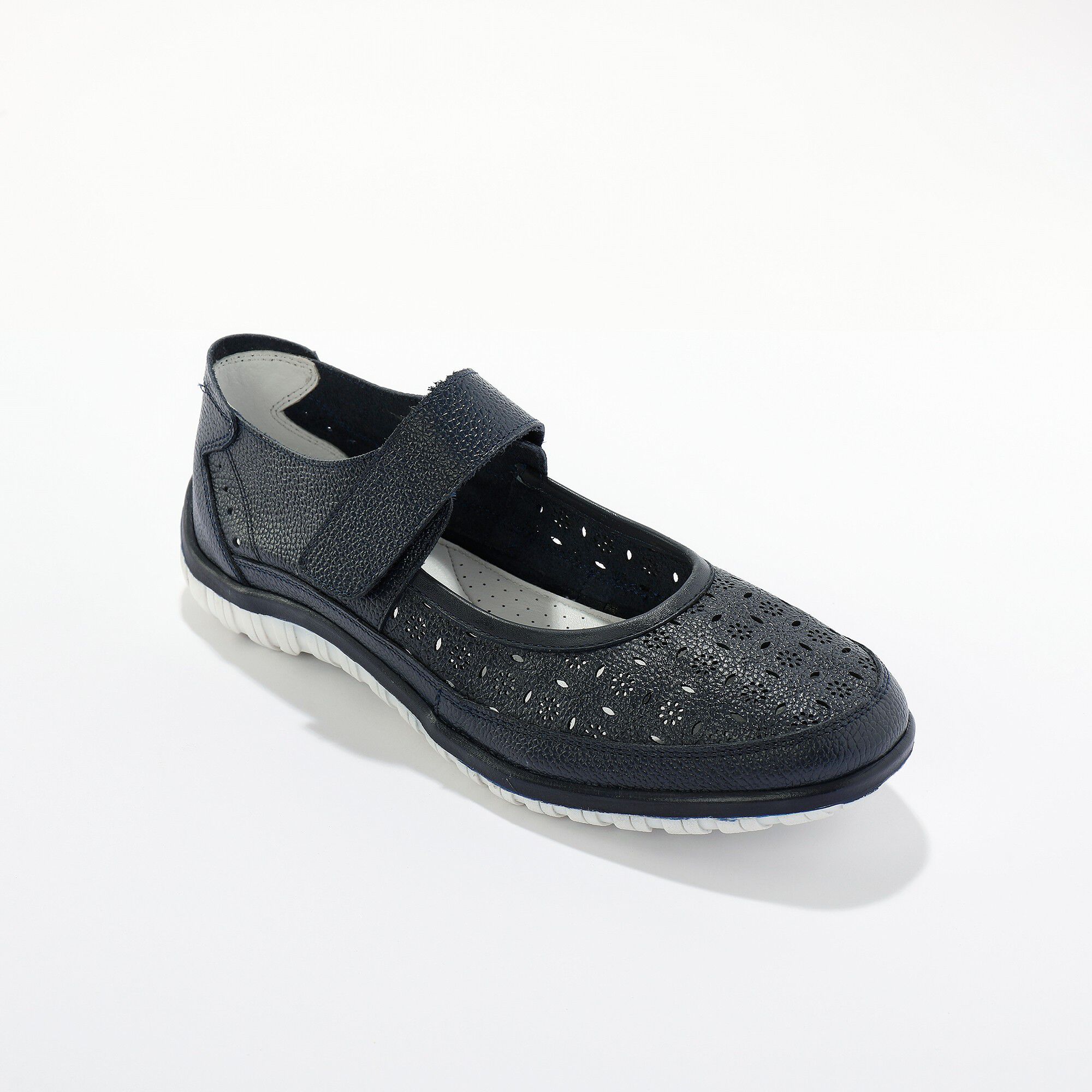 Babies cuir souple perforé, bande scratchée